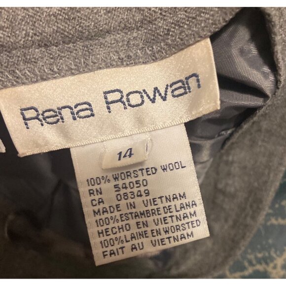 Rena Rowan Womens Gray Worsted Wool Sz 14 Flat Front Pleated Lined Dress Pants - Picture 6 of 14